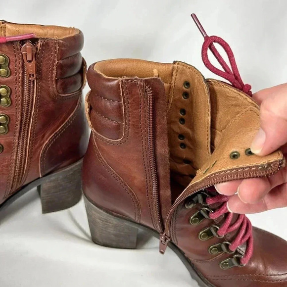 Lucky Brand Joss Size 7 Leather Hiking Boot Heel Casual - Picture 7 of 10